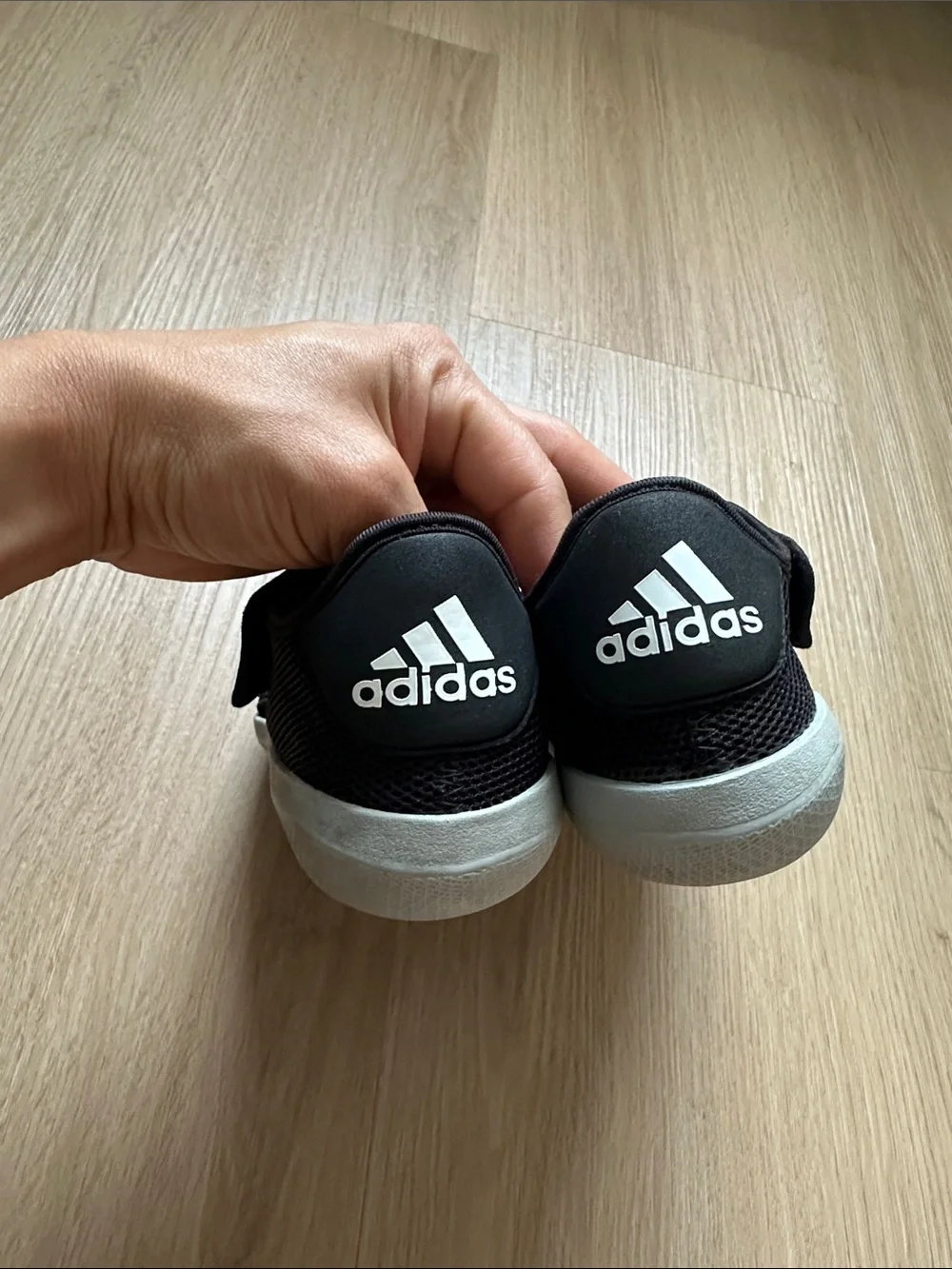 adidas Kids Black Slip-On Water Shoes with Light Gray Toe Caps